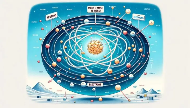 where is most of the mass of an atom located?
